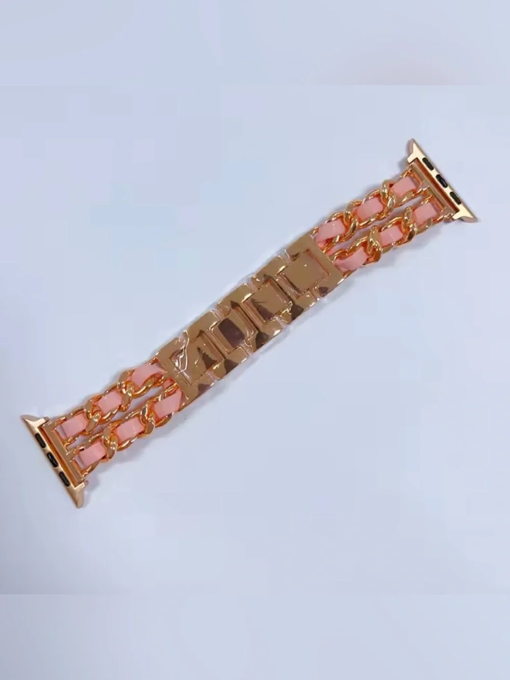 New rose gold and pink Chain-Link Leather band for Apple Watch 38-49mm